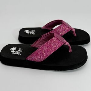 Jellypop Women’s Flip Flops Size 8 Barbie Pink Glitter Beach Pool Vacation